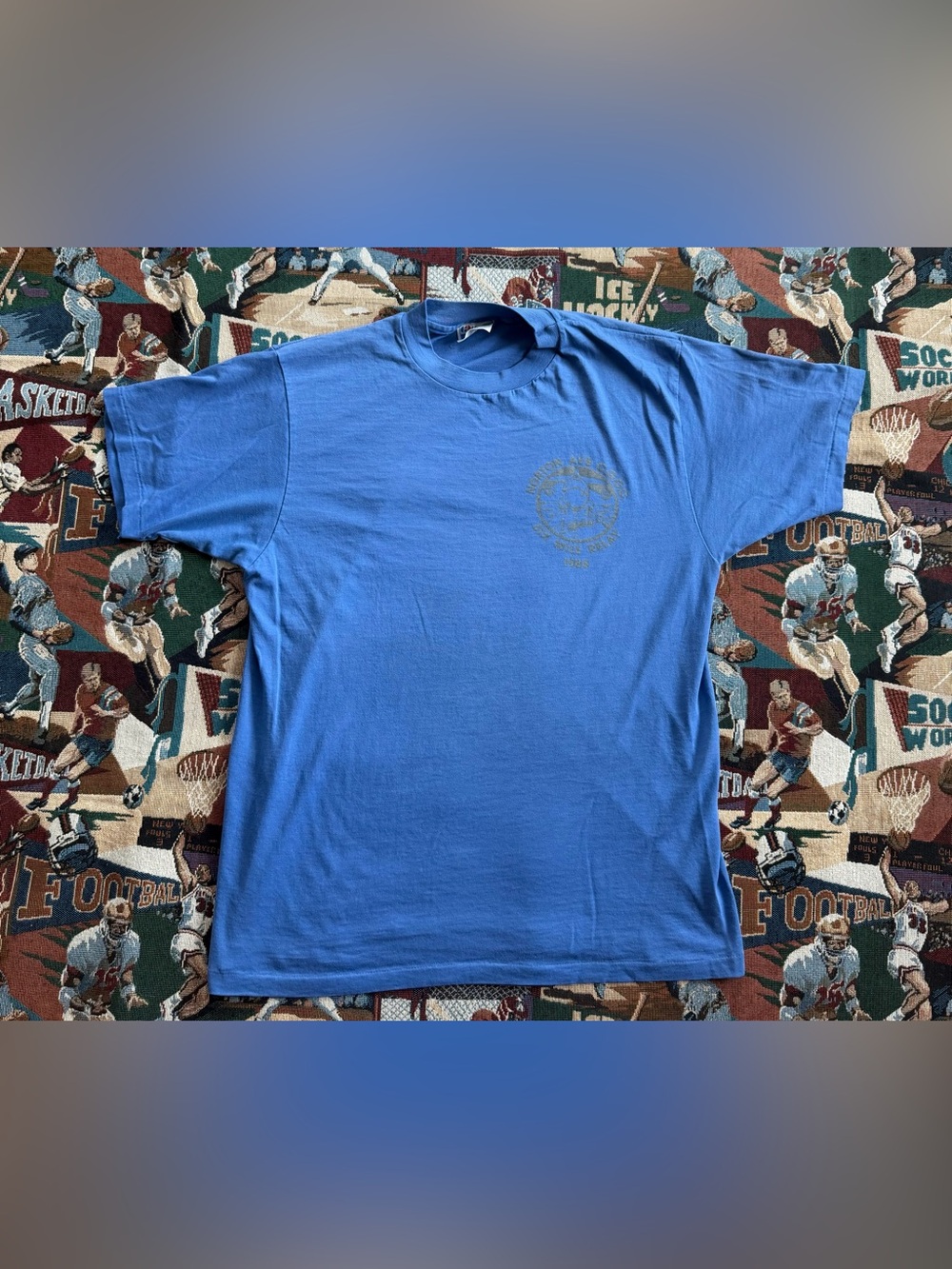 Vintage 1988 Men’s Norton AFB C.G.O.C. Six Mile Relay Hanes Blue Graphic T-shirt